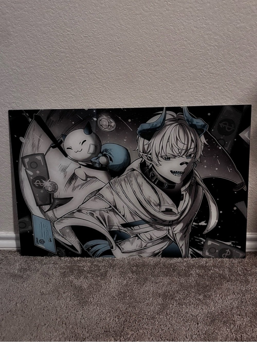 Black & White Anime Canvas Wall Art - Home Art Poster